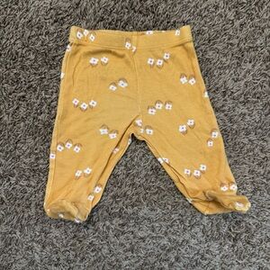 Gerber 0-3 Month Mustard Yellow Baby Leggings with Floral Design